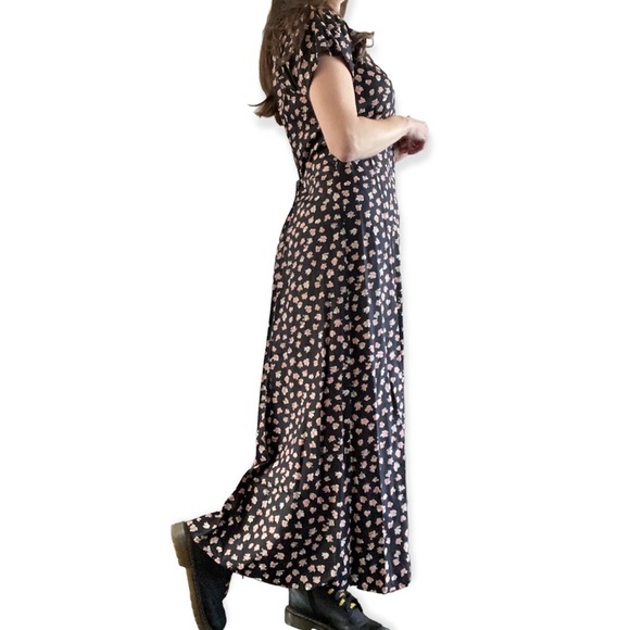 Vintage ED Michaels Melanie Drucker Floral Dress Button Down Tie Back Prairie - Picture 4 of 13